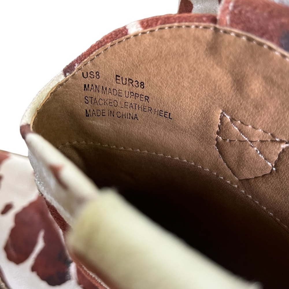Revolve Brown and White Suede Cowgirl Boots Size 8 - Picture 9 of 14